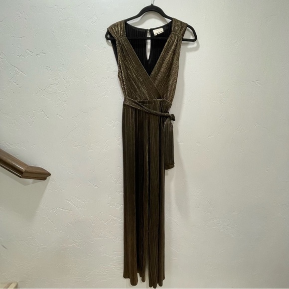 Vanessa Virginia by Anthropologie Pont Neuf Gold Metallic Jumpsuit Women's XS - Picture 15 of 16